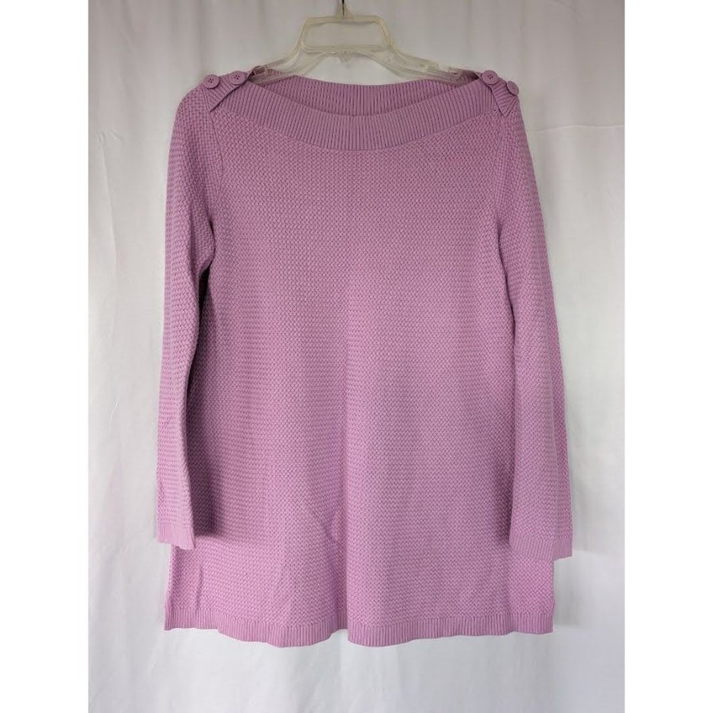 Talbots Sweater Women's Size 1Xp Basket Weave Bateau Neck Plus Lavender Nautical